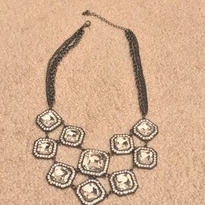 Big Stone Chained Bib Statement Necklace